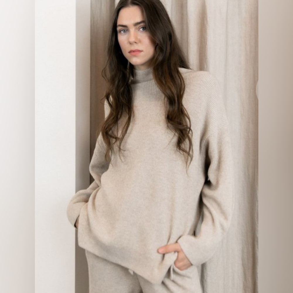 Nanushka Pipa Turtle Neck Beige Sweater Small